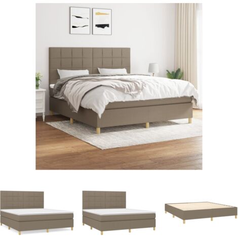 The Living Store - Boxspringbett mit Matratze Taupe 160x200 cm Stoff (1/5)