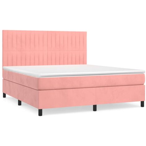Boxspringbett mit Matratze Rosa 160x200 cm Samt