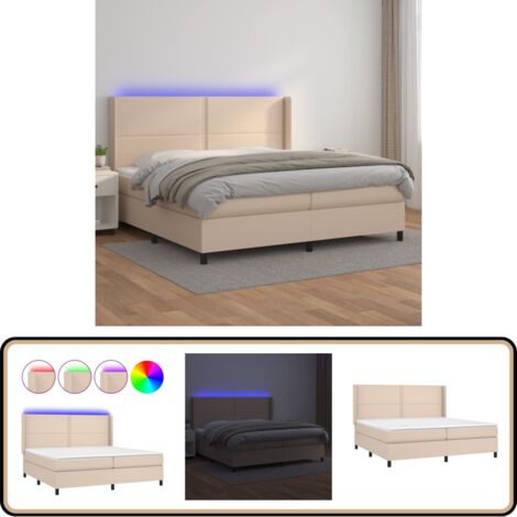 Boxspringbett mit Matratze & LED Cappuccino-Braun 200x200cm ...