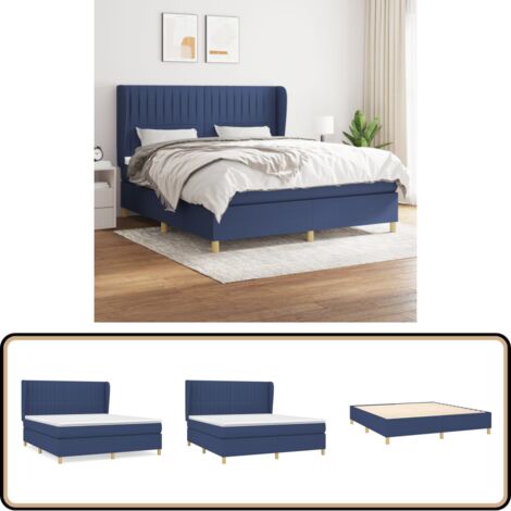 Boxspringbett mit Matratze & LED Blau 180x200 cm Stoff