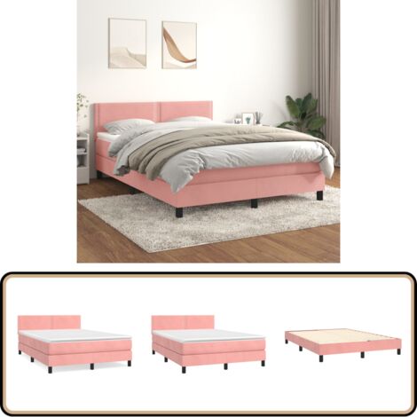 Boxspringbett Rosa Boxspringbett mit Matratze Rosa 140x200 cm Samt - Samtbett ...