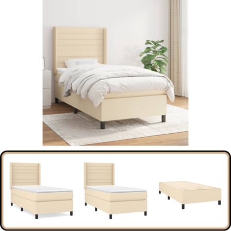 Boxspringbett mit Matratze Creme 80x200 cm Stoff