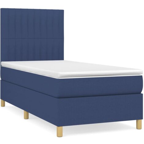 Boxspringbett mit Matratze Blau 90x200 cm Stoff