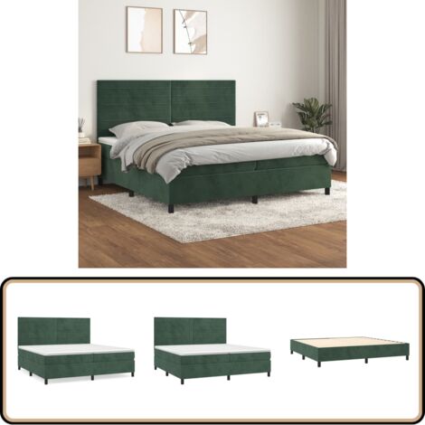 Boxspringbett mit Matratze Dunkelgrün 200x200 cm Samt
