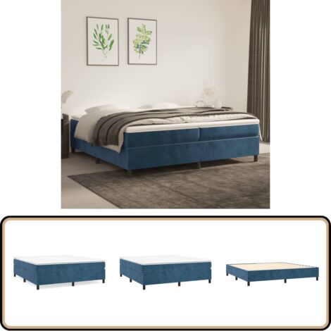 Boxspringbett mit Matratze Dunkelblau 200x200 cm Samt - Samtbett - Boxspringbett - Doppelbett - Luxusbett - Bettauflage (1/5)