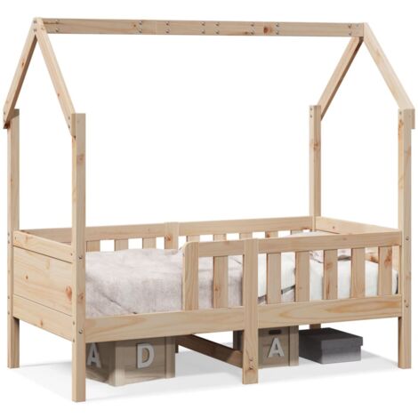VidaXL Tipi-Kinderbett Aus Massivholz – Hausbett Für Kleinkinder Ab 4 Jahren, 80x160 Cm (Schwarz)