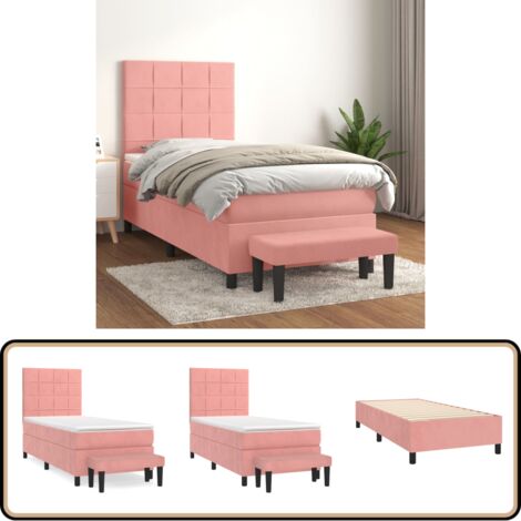 Boxspringbett Rosa Boxspringbett mit Matratze Rosa 100x200 cm Samt - Samtbett ...