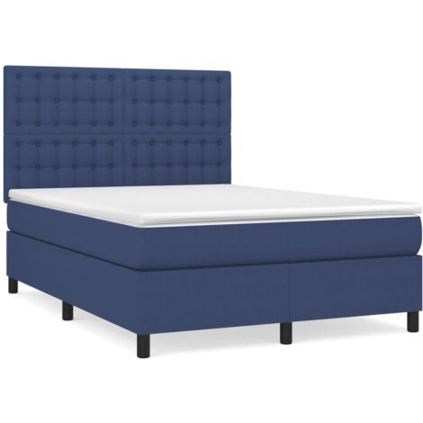 Boxspringbett mit Matratze Blau 140x200 cm Stoff main image 1