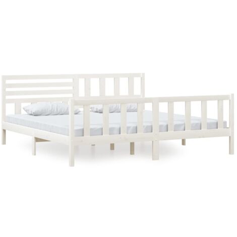 Massivholzbett Weiß 200x200 cm - Holzbett - Massivholzbette ...