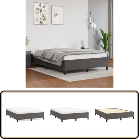 Bettgestell Grau 140x200 cm Kunstleder - Betten - Bettgestelle - Kunstlederbetten - Doppelbett - Grau (1/5)
