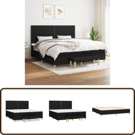 Boxspringbett mit Matratze Schwarz 200x200 cm Stoff - Boxspringbett - Doppelbett - Schlafraum - Bettgestell - Bettauflage (1/5)