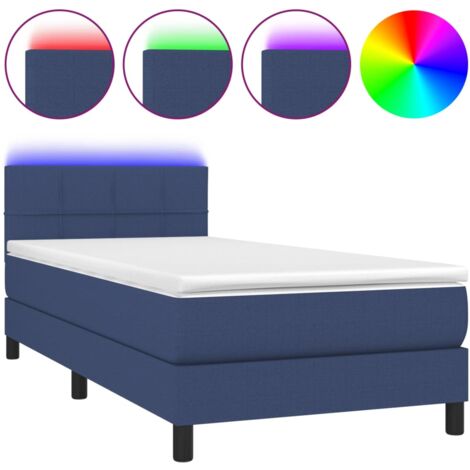 Boxspringbett mit Matratze & LED Blau 90x200 cm Stoff - Boxspringbett ...