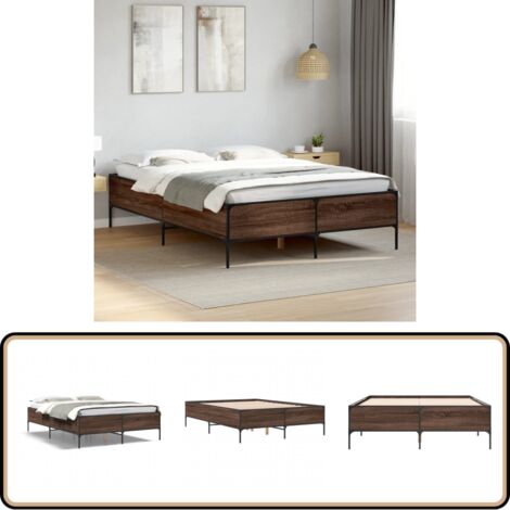 Bettgestell Braun Eichen-Optik 120x190 cm Holzwerkstoff Metall ...