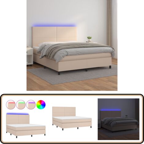 Boxspringbett mit Matratze & LED Cappuccino-Braun 160x200cm ...