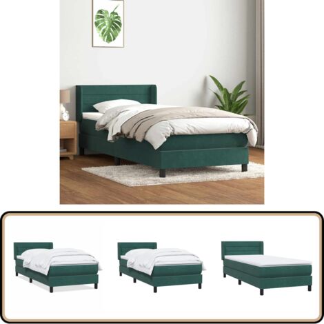 Boxspringbett mit Matratze Dunkelgrün 80x220 cm Samt