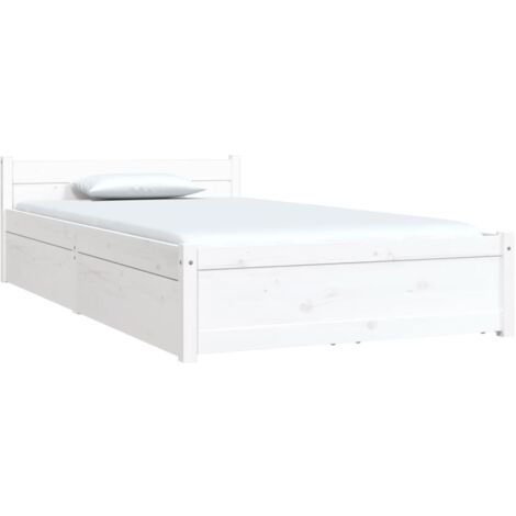 Bett mit Schubladen Weiß 90x200 cm - Holzbett - Kiefernholzbett ...