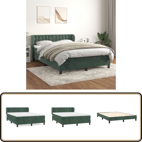 Boxspringbett mit Matratze Dunkelgrün 140x190 cm Samt - Samtbett - Boxspringbett - Doppelbett - Bettauflage - Matratze (1/5)