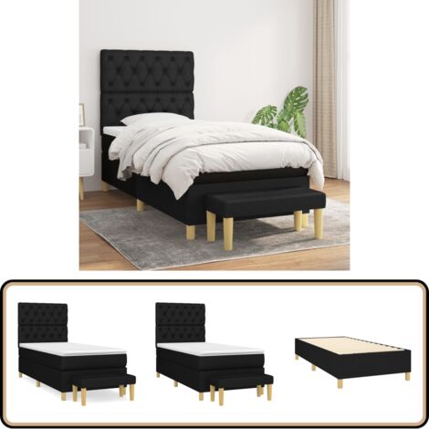 Boxspringbett mit Matratze Schwarz 80x200 cm Stoff - Boxspringbett - Doppelbett - Schlafraum - Bettgestell - Bettauflage (1/5)