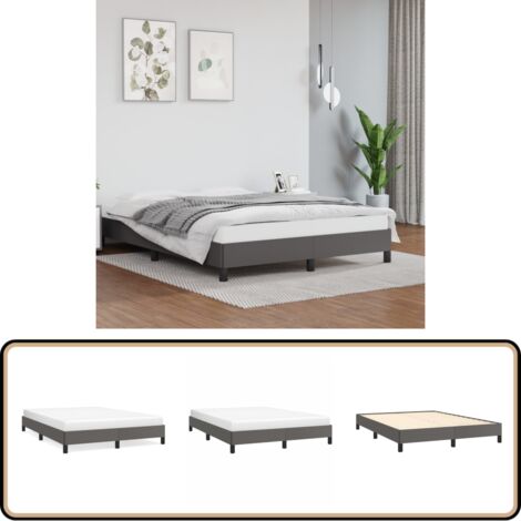 Bettgestell Grau 140x200 cm Kunstleder - Betten - Bettgestell - Kunstlederbettwäsche - Doppelbett - Boxspringbett (1/5)