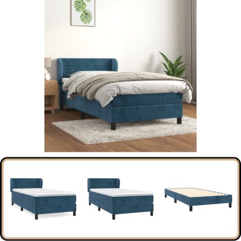 Boxspringbett mit Matratze Dunkelblau 90x200 cm Samt - Samtbett - Boxspringbett - Doppelbett - Bettauflage - Matratze (1/5)