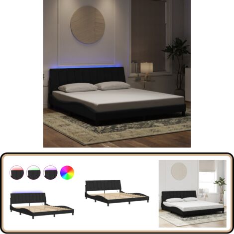 Bonnlo Schwebebett 180x200 Cm Mit LED - Modernes Metallbett Mit Stauraum
