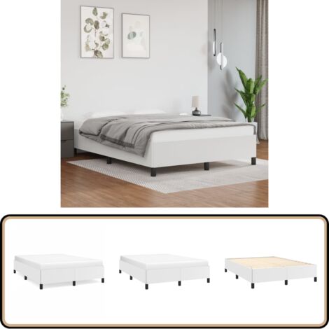 Bettgestell Weiß 140x200 cm Kunstleder - Bettes - Schlafzimmermöbel - Doppelbett - Kunstlederbett - Weißes Bett (1/5)