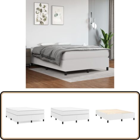 Bettgestell Weiß 140x200 cm Kunstleder - Bettes Gestell - Schlafzimmer Möbel - Weißes Bett - Kunstleder Bett - Doppelbett (1/5)