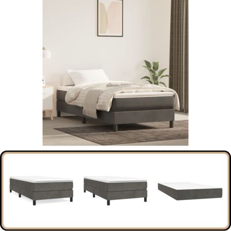 Boxspringbett mit Matratze Dunkelgrau 90x200 cm Samt - Samtbett - Boxspringbett - Doppelbett - Bettauflage - Matratze (1/5)