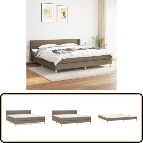 Boxspringbett mit Matratze Taupe 200x200 cm Stoff - Boxspringbett - Doppelbett - Bettauflage - Lattenrost - Massivholzbette (1/5)