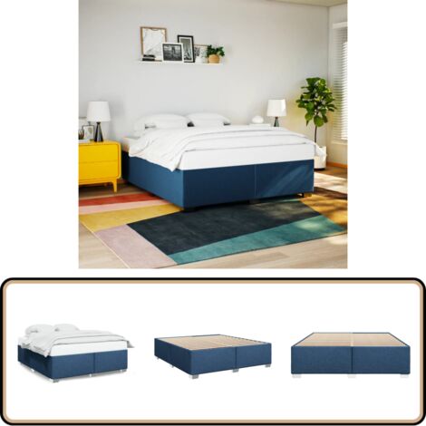 vidaXL Bettgestell ohne Matratze Blau 180x200 cm Stoff