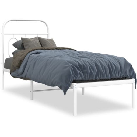 Metallbett ohne Matratze mit Kopfteil Weiß 75x190 cm