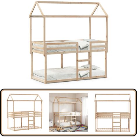 vidaXL Etagenbett ohne Matratze 90x200 cm Massivholz Kiefer (1/5)
