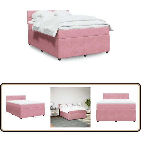 Boxspringbett Rosa vidaXL Boxspringbett mit Matratze Rosa 140x200 cm Samt