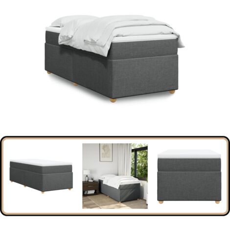 Boxspringbett mit Matratze Dunkelgrau 90x190 cm Stoff - Boxspringbett - Doppelbett - Bettenrahmen - Matratze - Matratzenauflage (1/5)