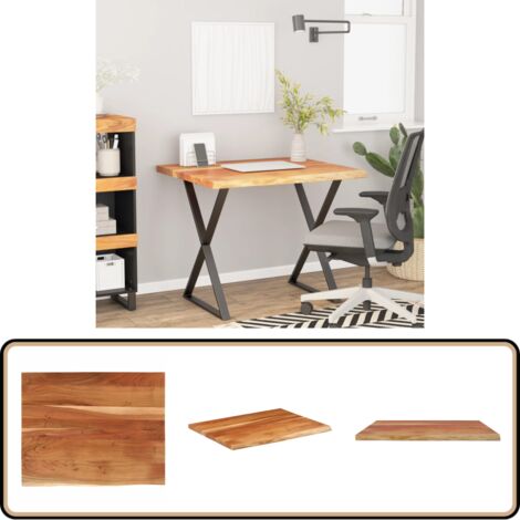 VidaXL Schreibtischplatte Akazie 100x70x2cm - Massivholz Arbeitsplatte Unbehandelt