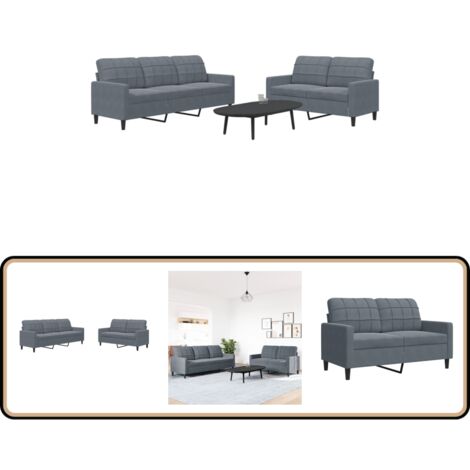 VidaXL Sofagarnitur 4-tlg. In Hellgrau - Gemütliche Sessel Couch Mit Fußhocker