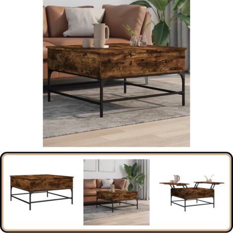 Couchtisch Räuchereiche 80x80x45 cm Holzwerkstoff und Metall ...