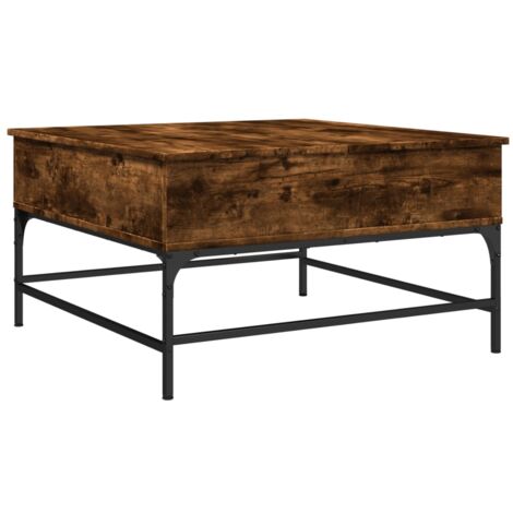 Couchtisch Räuchereiche 80x80x45 cm Holzwerkstoff und Metall ...