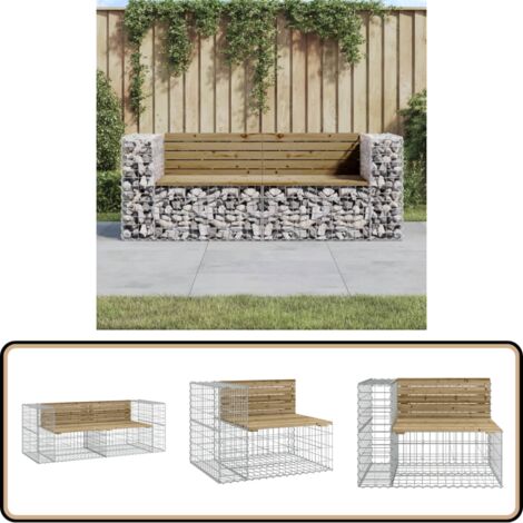 Gartenbank aus Gabionen 184x71x65,5 cm Kiefernholz Imprägniert - Gartensaite - Gartenbank - Kiefernholz - Gabione - Balkonmöbeln (1/5)