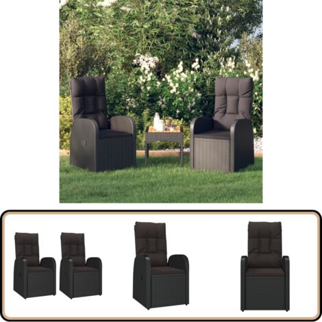 VidaXL Garten-Liegestühle 2er Set Mit Auflagen – Poly Rattan Grau, Verstellbar Mit Gasfedermechanismus