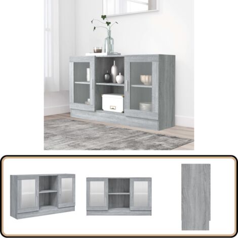 Vitrinenschrank Grau Sonoma 120x30,5x70 cm Holzwerkstoff - Sideboard - Vitrinenschrank - Wohnzimmermöbel - Hochboard - Grau Sonoma (1/5)