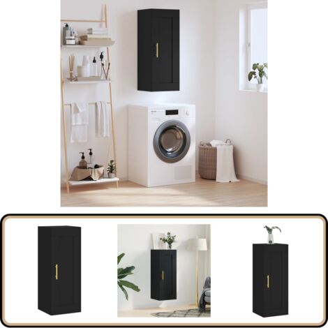 Annlera Wandschrank Schwarz 100x36,5x35 Cm - 2 Schubladen, Holzwerkstoff, Für Bad & Wohnzimmer