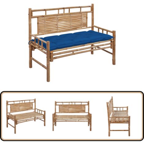 Gartenbank mit Auflage 120 cm Bambus - Bambus Gartenbank - Gartenmbel -  Outdoor Mbel - Sitzbank - Balkonmbel