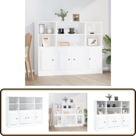 Highboards 3 Stk. Weiß Holzwerkstoff - Sideboard - Hochschrank ...