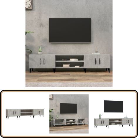 TV-Schrank Betongrau 180x31,5x40 cm Holzwerkstoff - TV Schrank - Holzwerkstoff Möbel - Grauer TV Stand - Wohnraum Einrichtung - Regal (1/5)
