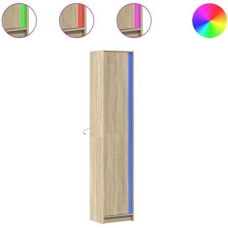 VidaXL – Credenza Alta Con Illuminazione A LED RGB – Rovere Sonoma – 41,5x32,5x200 Cm – 2 Ante - 4