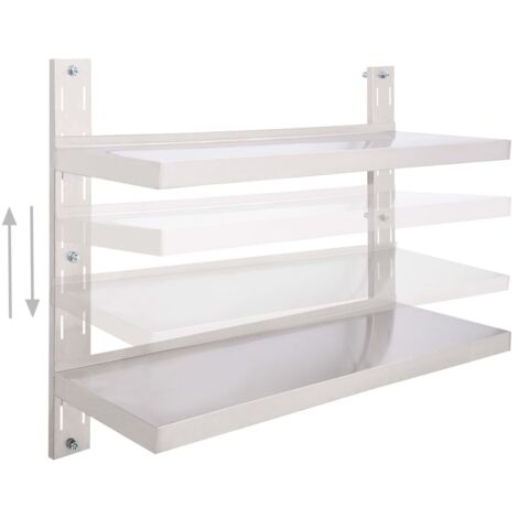Wandregal Aus Edelstahl 304 – 80x30x57cm, 2 Ablagen, Für Küche, Garage, Waschküche, Bohrfreie Montage Möglich