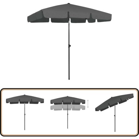 GarveeHome Balkonsonnenschirm 200x125 Cm – Rechteckig, Knickbar & Höhenverstellbar, UV50+, Inkl. Halterung & Hülle, Anthrazit, Für Balkon, Terrasse & Garten
