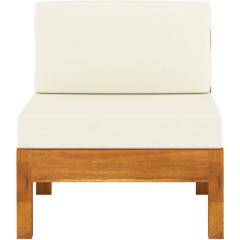 VidaXL Akazienholz Massiv Gartensofa 3-Sitzer Mit Cremeweißen Auflagen Sofa Lounge Mittelsofa Gartenmöbel Loungesofa Couch Terrasse Garten