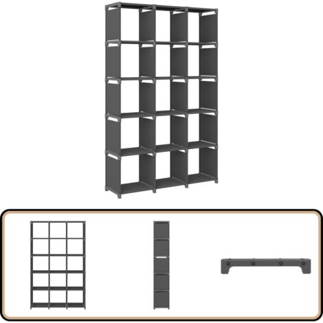 VidaXL Würfelregal 15 Fächer Grau - Stoffregal Mit Boxen 103x30x175cm